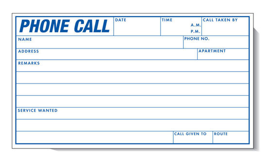 Picture of Form #500  Phone Call Book