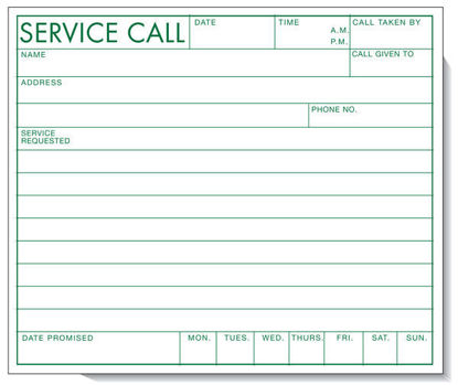 Picture of Form #510 Service Call Book